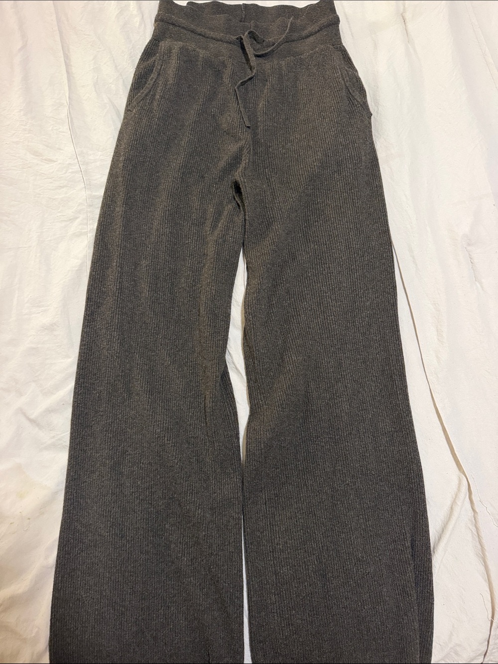 Uniqlo Ribbed Wide-Leg Knit Trousers - Charcoal